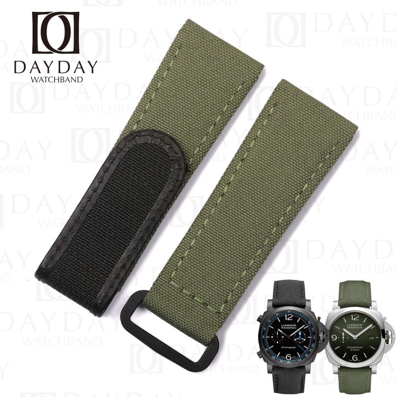 22mm 24mm 26mm Army green canvas nylon velcro dive strap replacement for Panerai Luminor Radiomir