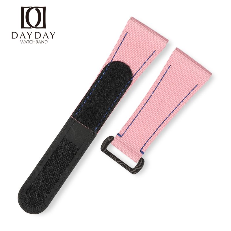 22mm 24mm 26mm Pink canvas nylon velcro dive strap replacement for Panerai Luminor Radiomir