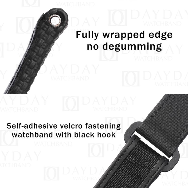 Black rubber dive velcro strap band replacement for Panerai Luminor Luminor Due Radiomir 22mm 24mm 26mm (2)
