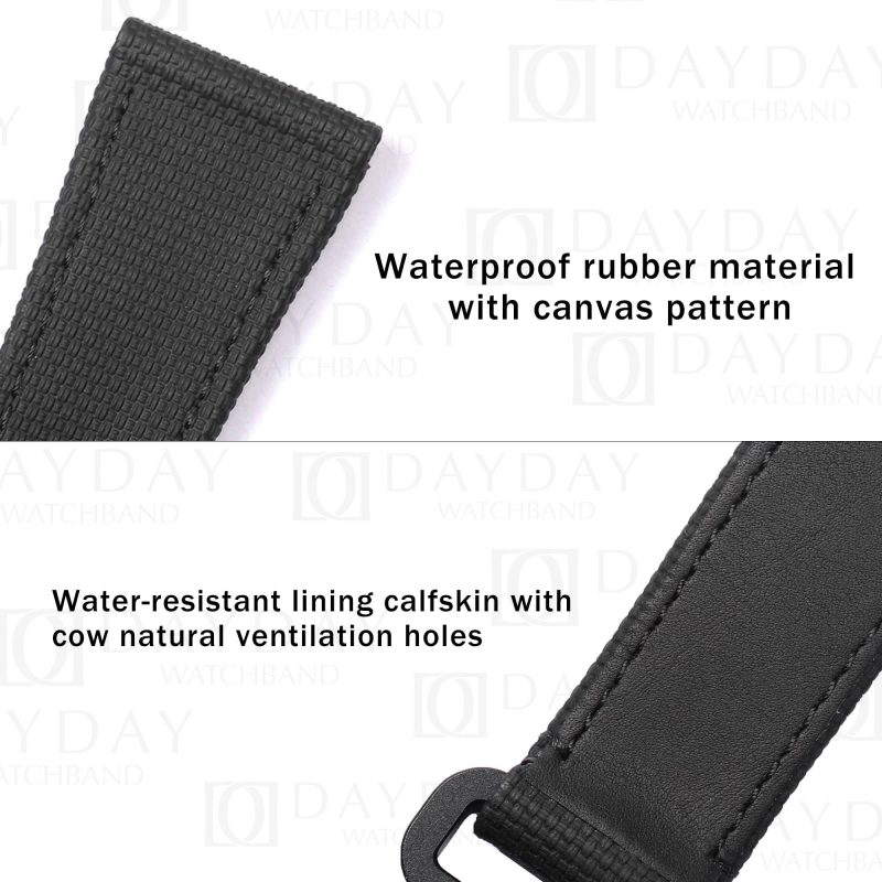 Black rubber dive velcro strap band replacement for Panerai Luminor Luminor Due Radiomir 22mm 24mm 26mm (3)