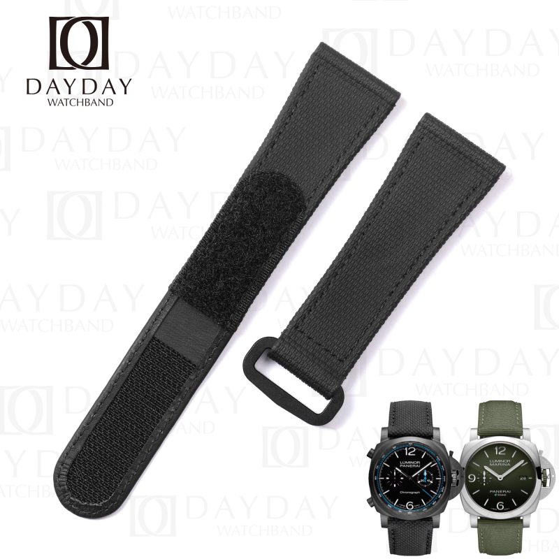 Black rubber dive velcro strap band replacement for Panerai Luminor Luminor Due Radiomir 22mm 24mm 26mm