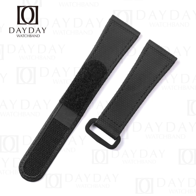 Black rubber dive velcro watch strap replacement for Panerai Luminor Luminor Due Radiomir 22mm 24mm 26mm