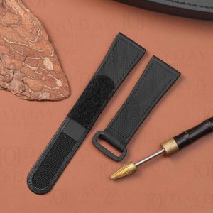 Black rubber velcro strap band replacement for Panerai Luminor Luminor Due Radiomir