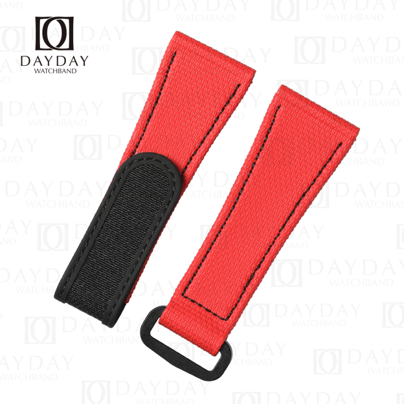 Custom Red rubber dive velcro watch strap replacement for Panerai Luminor Luminor Due Radiomir 22mm 24mm 26mm