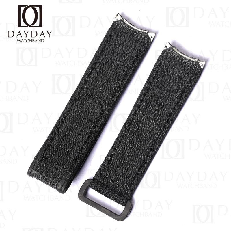 Custom canvas nylon velcro strap band 21mm replacement with calfskin lining for Rolex Diw Carbon Sea-Dweller