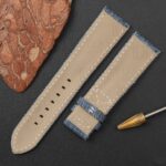 Custom handmade Patek Philippe PP Calatrava Travel time 5524r blue jeans fabric strap band replacement belt