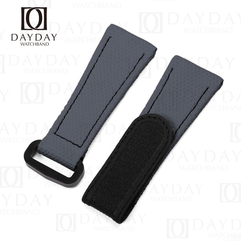 Dark Grey rubber dive velcro watch bands strap replacement for Panerai Luminor Luminor Due Radiomir 22mm 24mm 26mm