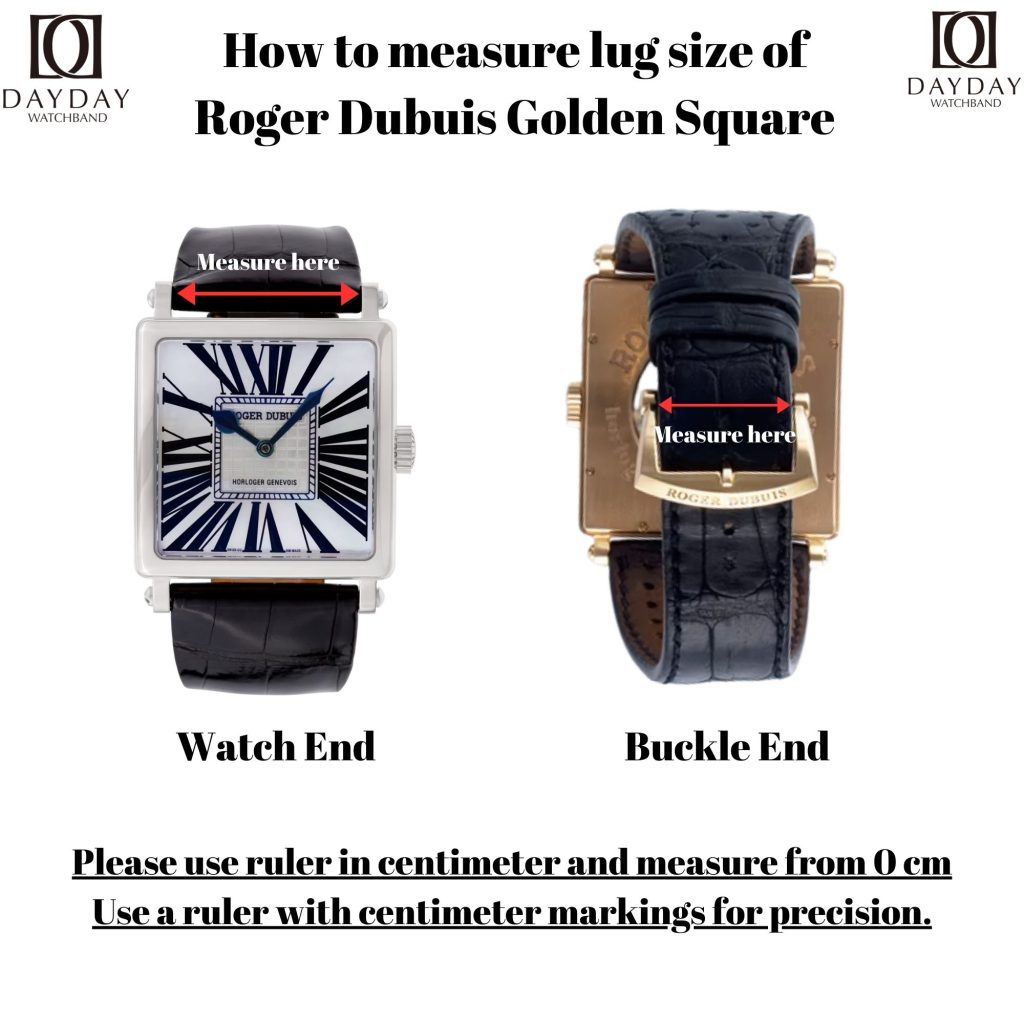 How to measure lug size of Roger Dubuis Golden Square leather watch strap replacement
