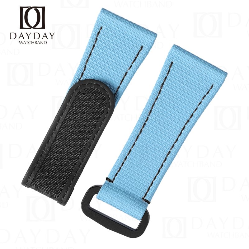 Ice blue rubber dive velcro strap band replacement for Panerai Luminor Luminor Due Radiomir 22mm 24mm 26mm (2)