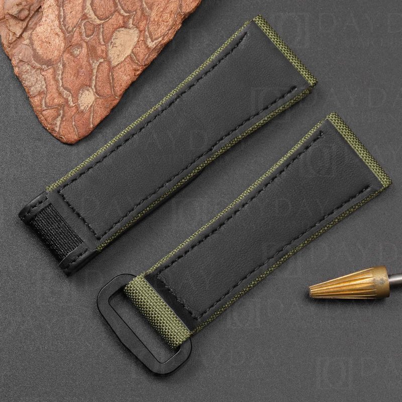 Panerai Luminor Radiomir 22mm 24mm 26mm Army green calfskin canvas velcro dive watch strap wrist band aftermarket