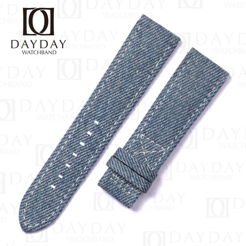 Patek Philippe Calatrava 5524r blue denim jeans fabric watch strap band replacement (1)