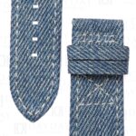 Patek Philippe Calatrava 5524r blue denim jeans fabric watch strap band replacement with Itlian calfskin lining (2)