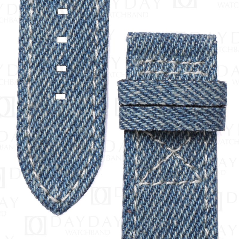 Patek Philippe Calatrava 5524r blue denim jeans fabric watch strap band replacement with Itlian calfskin lining (2)