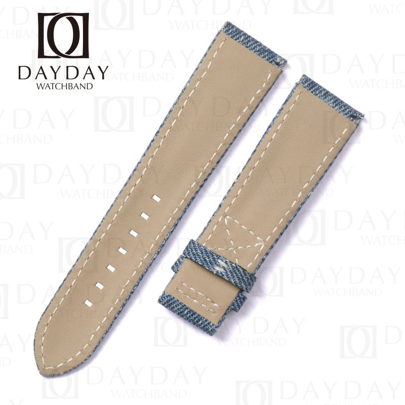 Patek Philippe Calatrava 5524r blue denim jeans fabric watch strap band replacement with Itlian calfskin lining