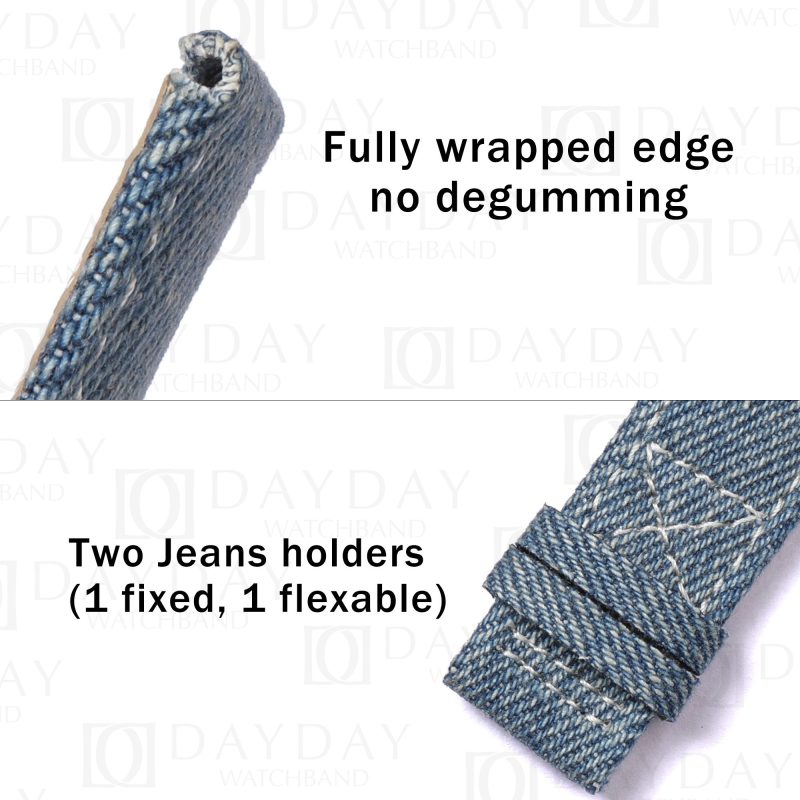 Patek Philippe PP Calatrava 5524r blue denim jeans fabric strap band replacement with Itlian calfskin lining
