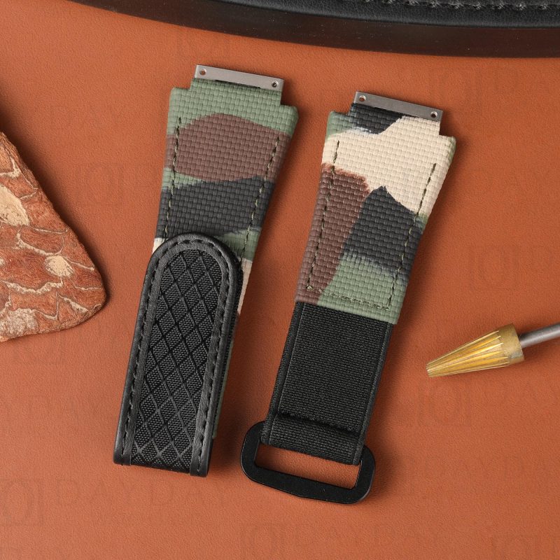 Handmade Richard Mille RM camo Camouflage rubber velcro watch strap replacement watch band (2)