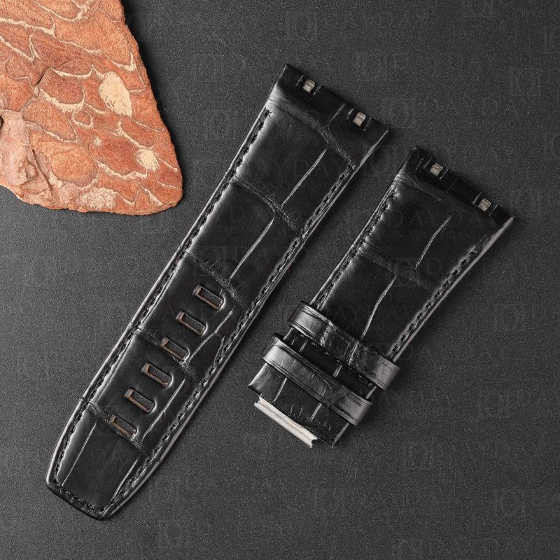 Custom Black Alligator leather watch band for Audemars Piguet Royal Oak diver 15720ST (4)