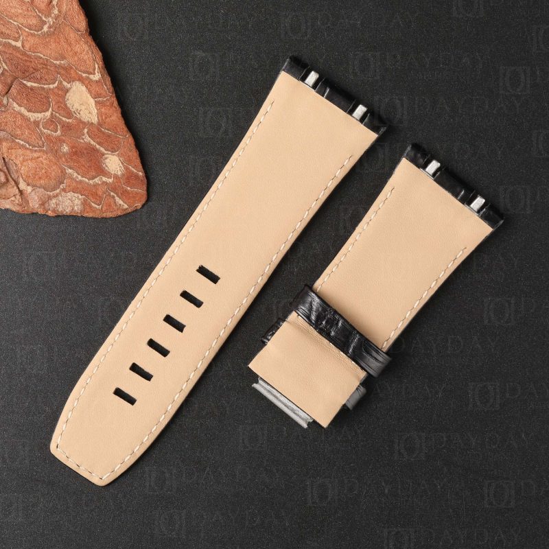 Custom Black Alligator leather watch band for Audemars Piguet Royal Oak diver 15720ST (5)