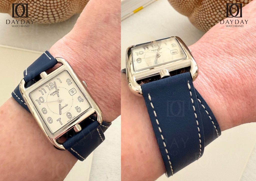 daydaywatchband blue calfskin double wrap watch band strap replacement