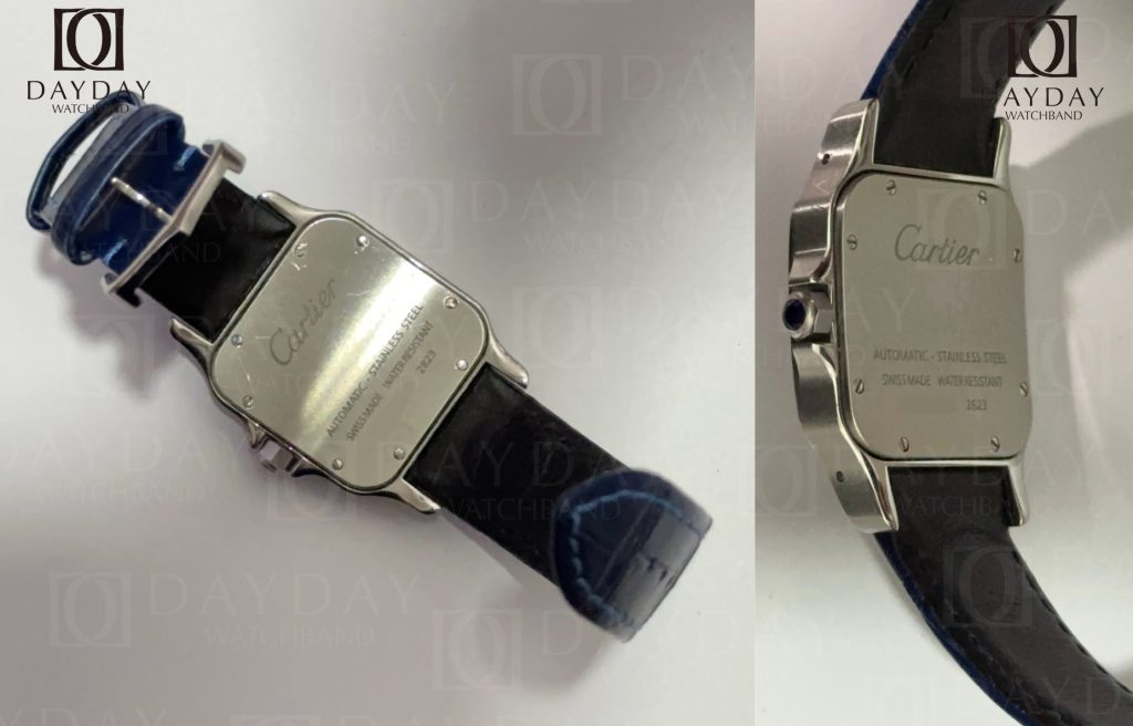 daydaywatchband cartier santos galbee navy blue alligator leather watch strap replacement handmade