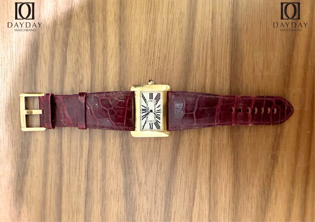 daydaywatchband custom cartier tank divan dark red alligator leather watch band strap replacement