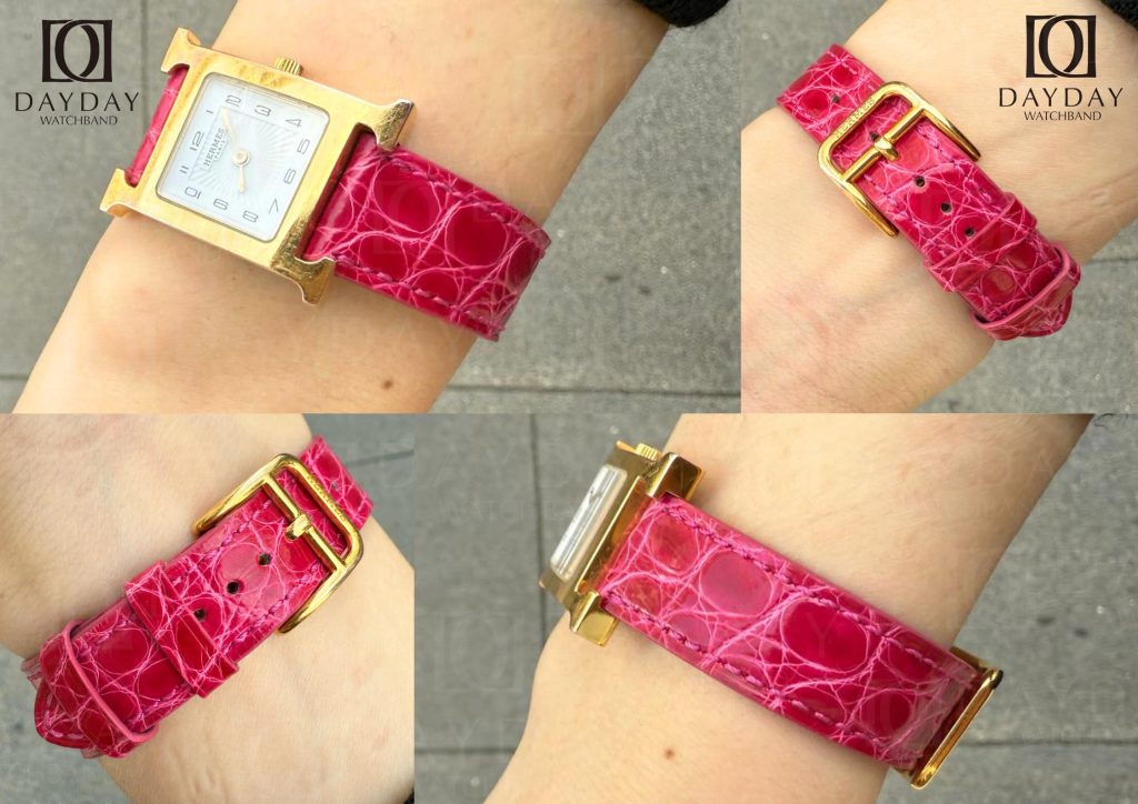 daydaywatchband customer feedback hermes h08 pink alligator leather watch strap band replacement