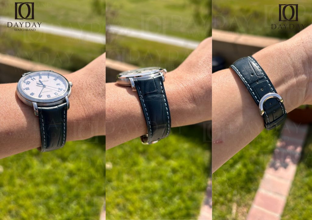 daydaywatchband personalized Audemars Piguet Millenary curved end dark blue alligator leather watch strap replacement