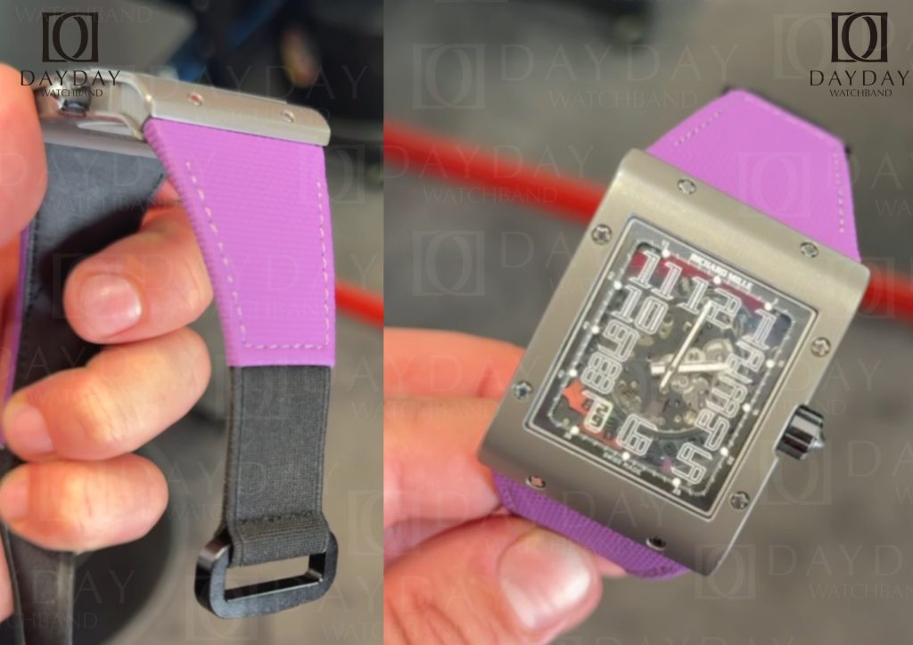 richard mille 016 purple rubber velcro watch band replacement strap