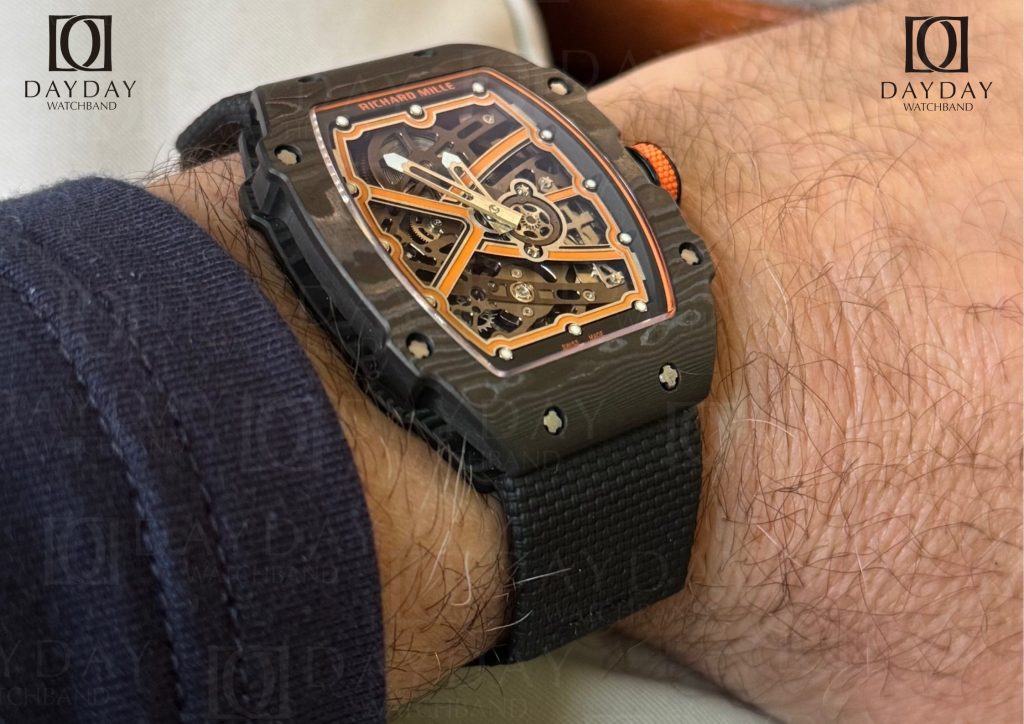richard mille 035 067 black rubber elastic watch strap band
