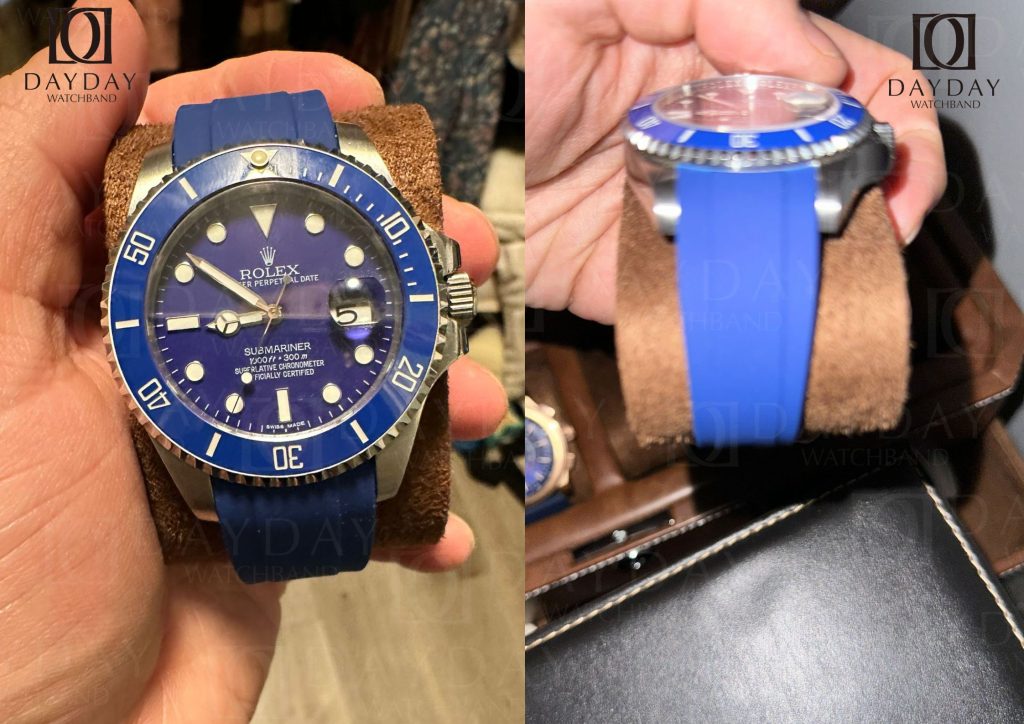 rolex submariner blue fkm rubber watch strap replacement band