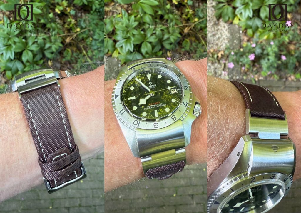 tudor p01 brown nylon canvas watch strap band