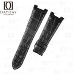 In Stock 25mm Black Alligator Leather Watch Strap For Patek Philippe Nautilus