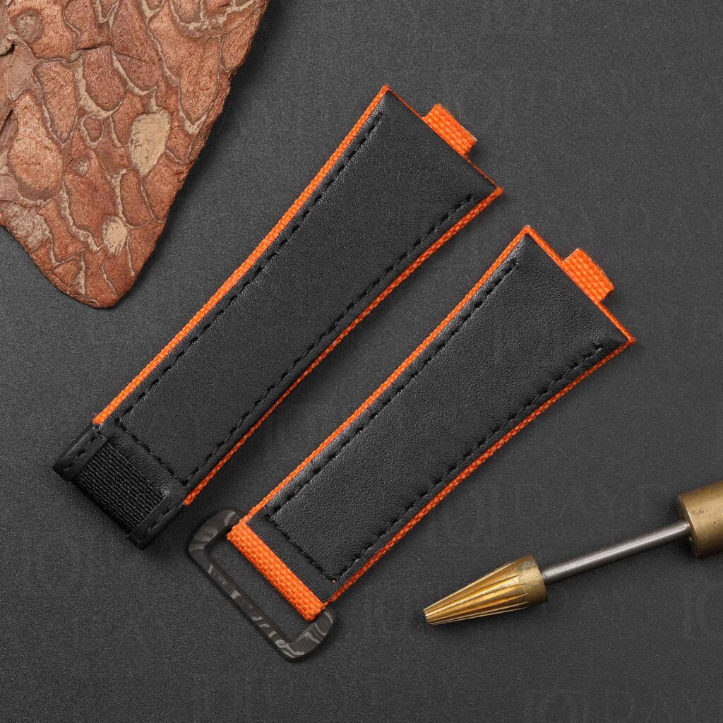 Custom Canvas Velcro Strap for Vacheron Constantin Oversea 4500v 5500v (51 Colors) 17 Vacheron Constantin Oversea 4500v 5500v orange velcro watch band strap belt replacement with black calfskin lining