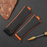 Vacheron Constantin Oversea 4500v 5500v orange velcro watch band strap belt replacement with black calfskin lining