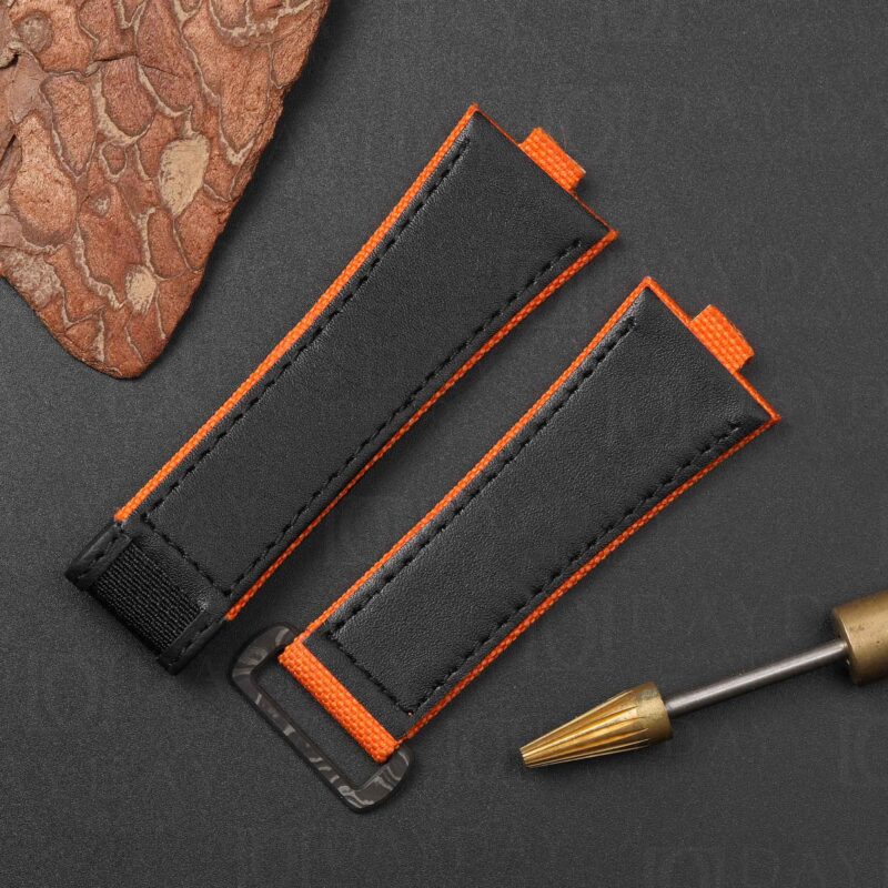 Vacheron Constantin Oversea 4500v 5500v orange velcro watch band strap belt replacement with black calfskin lining