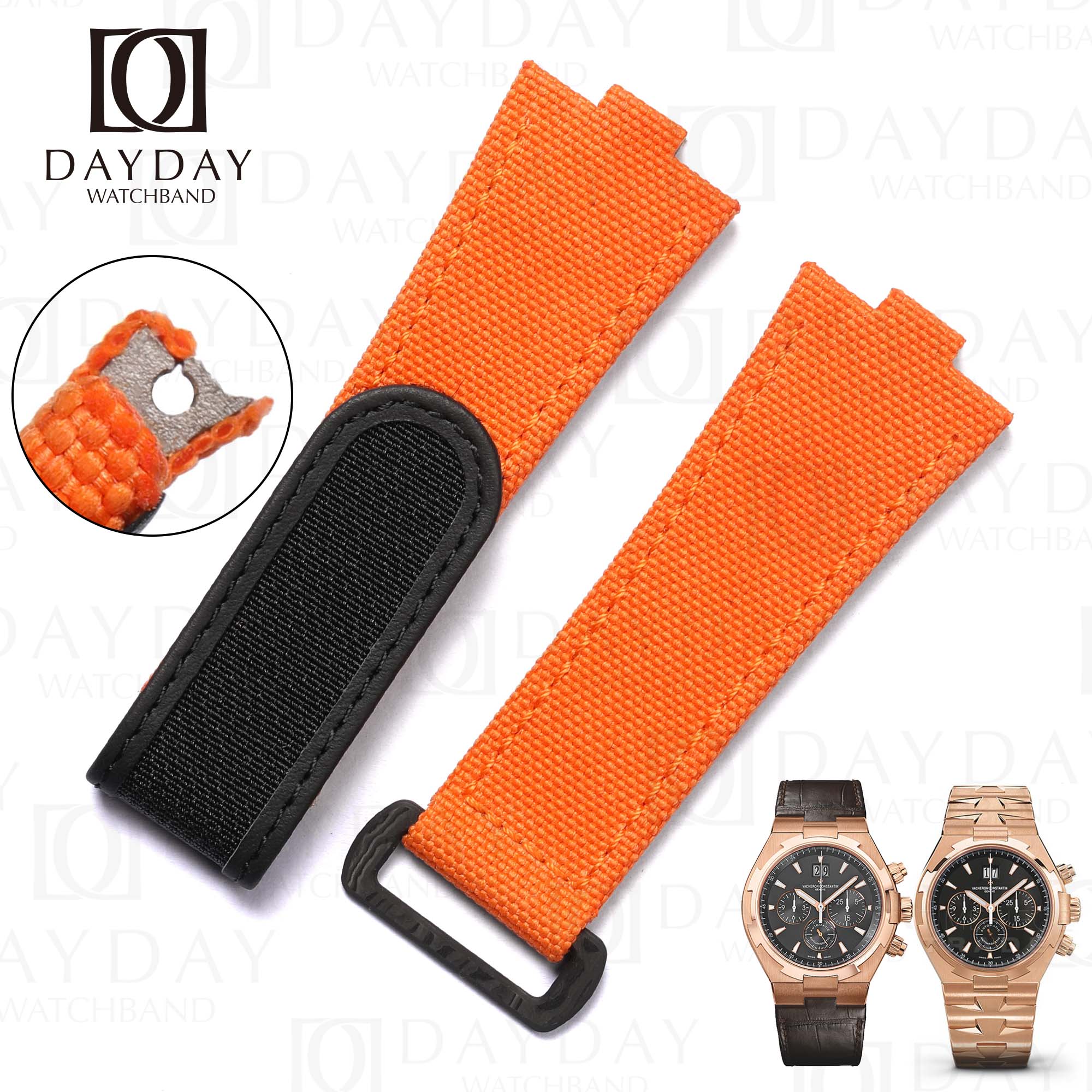 Custom Canvas Velcro Strap for Vacheron Constantin Oversea 4500v 5500v (51 Colors) 6 daydaywatchband orange canvas velcro watch strap for Vacheron Constantin Oversea 4500v 5500v