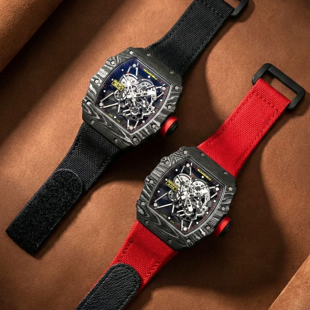 Custom red black canvas nylon velcro strap for Richard Mille RM011 RM035