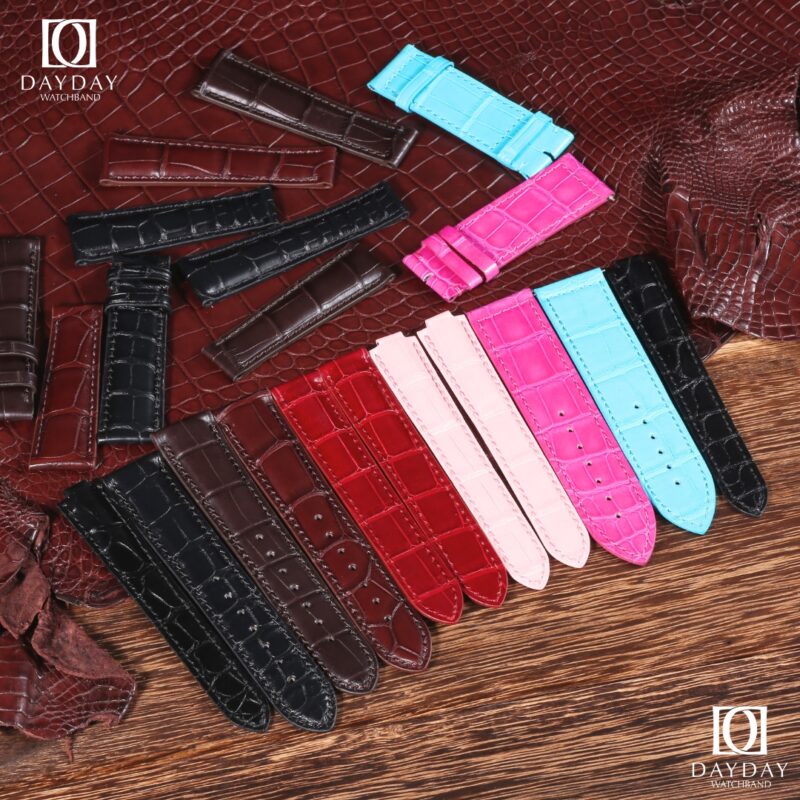 Daydaywatchband handmade genuine black blue red pink alligator leather watch straps replacement for luxury watches
