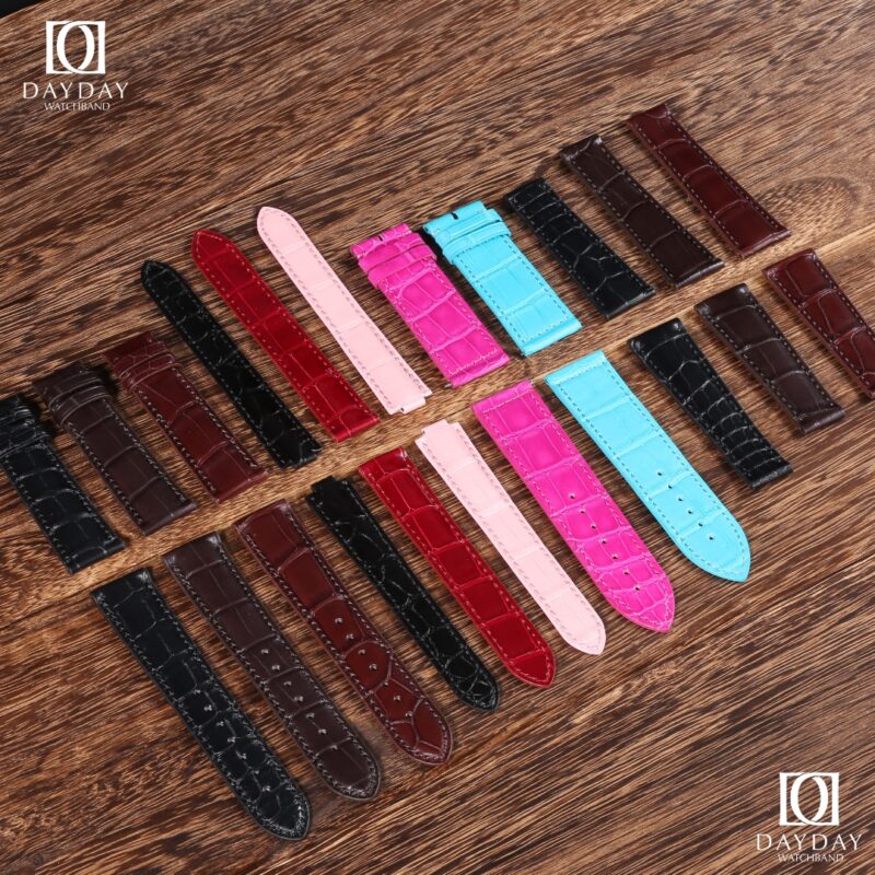 Daydaywatchband handmade genuine black blue red pink crocodile leather watch straps band replacement for luxury watches