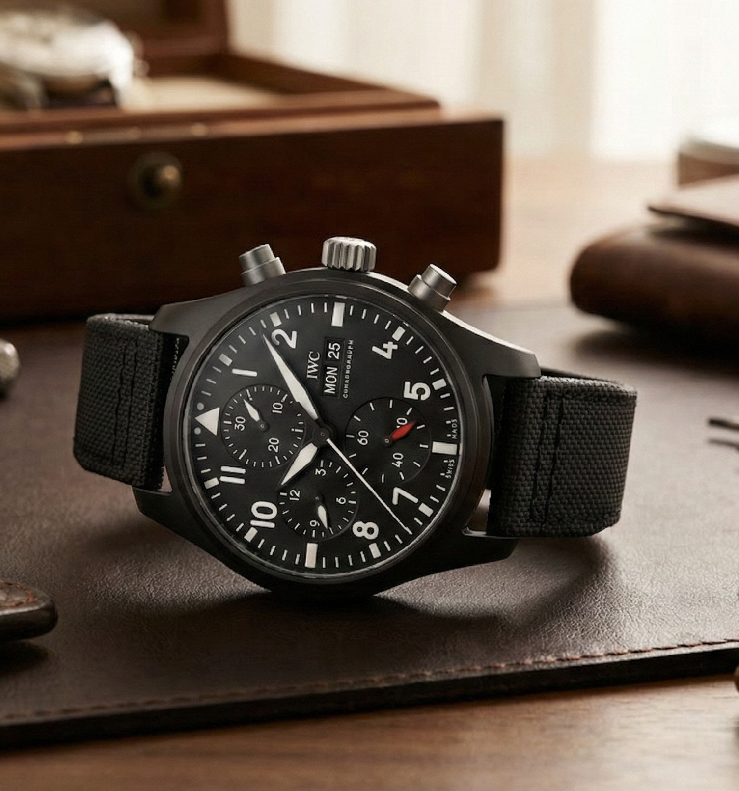 Custom canvas strap for IWC Pilot Top Gun 20mm 21mm 22mm (Multi-color) 2 IWC Pilot Black nylon canvas watch strap band replacement