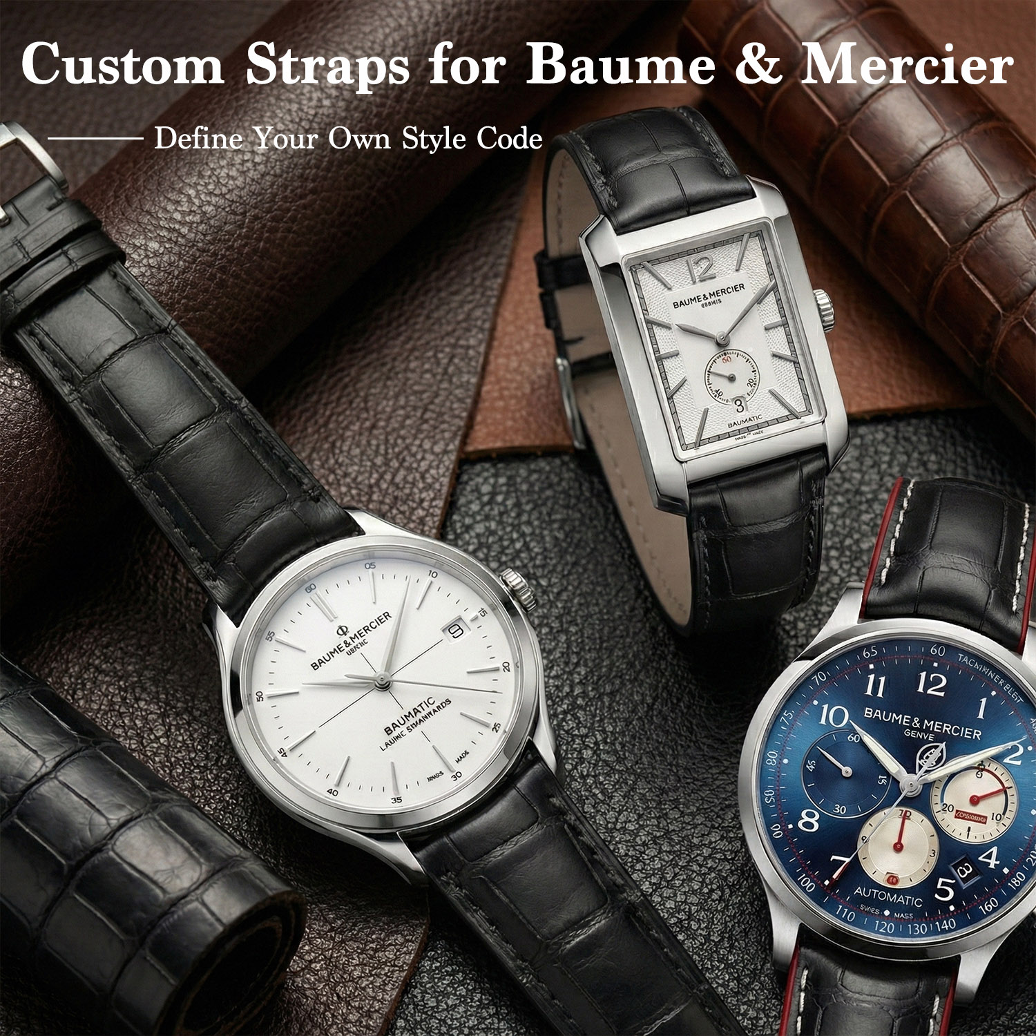 daydaywatchband baume & mercier classima capeland clifton hampton custom alligator leather straps bands