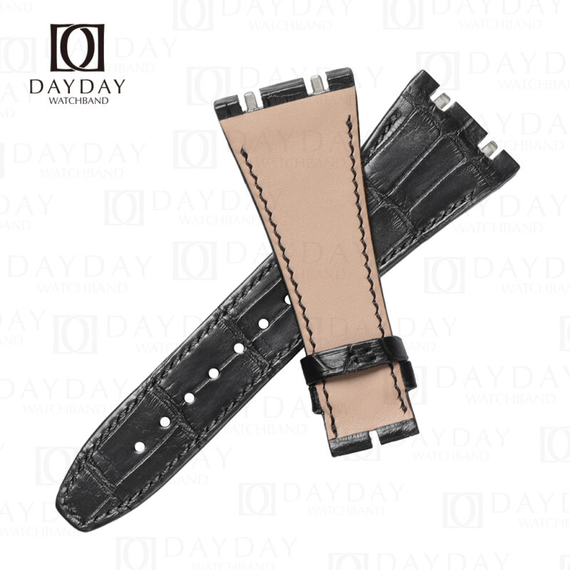 daydaywatchband black alligator leather watch strap replacement for Audemars Piguet Royal Oak Offshore Diver calfskin lining (2)