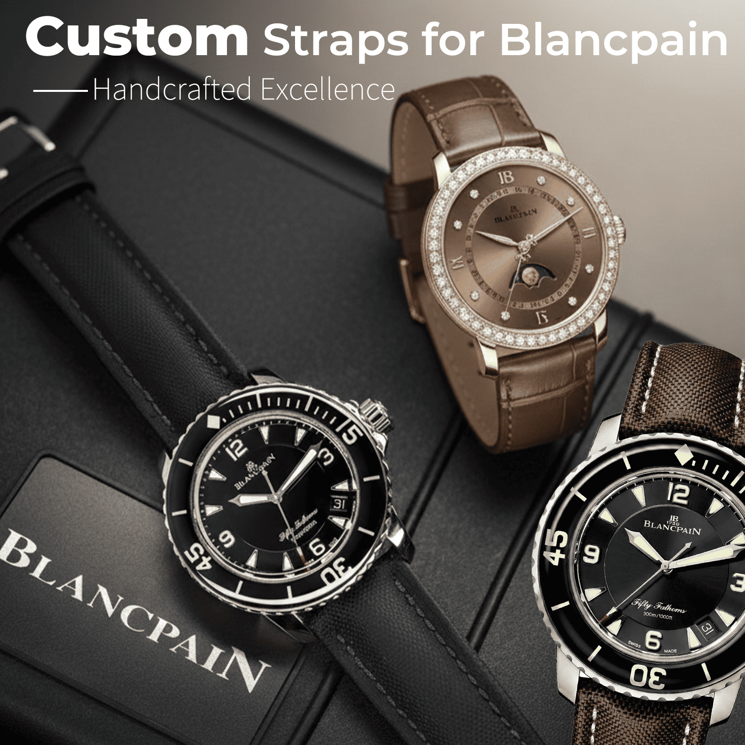 daydaywatchband custom leather nylon watch straps replacement for Blancpain Fifty Fathoms Villeret