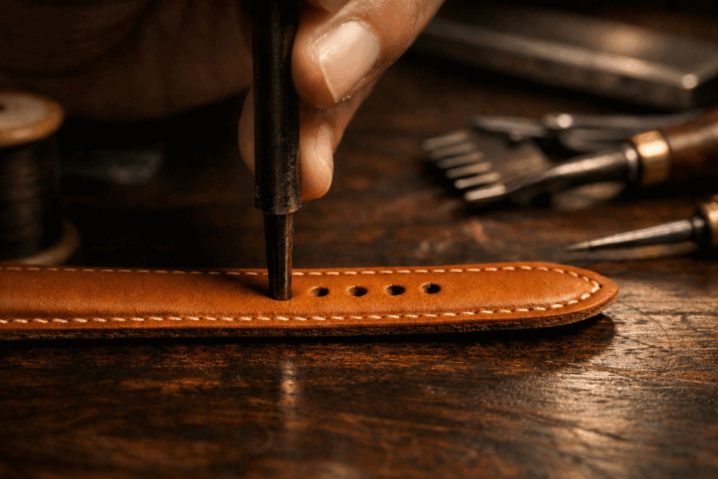 daydaywatchband handmade leather watch strap band punch the strap buckle hole