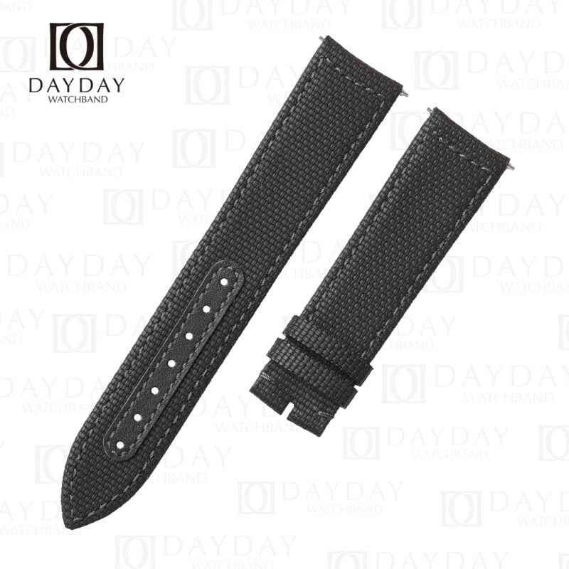JLC Jaeger Lecoultre Polaris curved end rubber material with canvas texture black watch band replacement