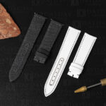 JLC Jaeger Lecoultre Polaris curved end rubber material with canvas texture black white watch strap