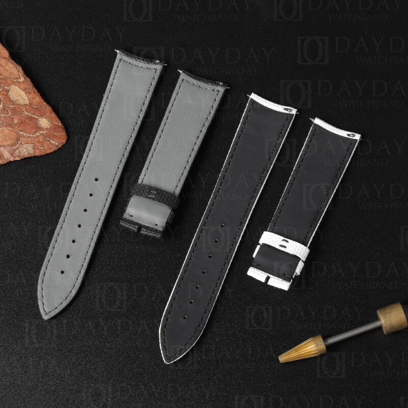 JLC Jaeger Lecoultre Polaris curved end rubber material with canvas texture watch strap with calfskin lining