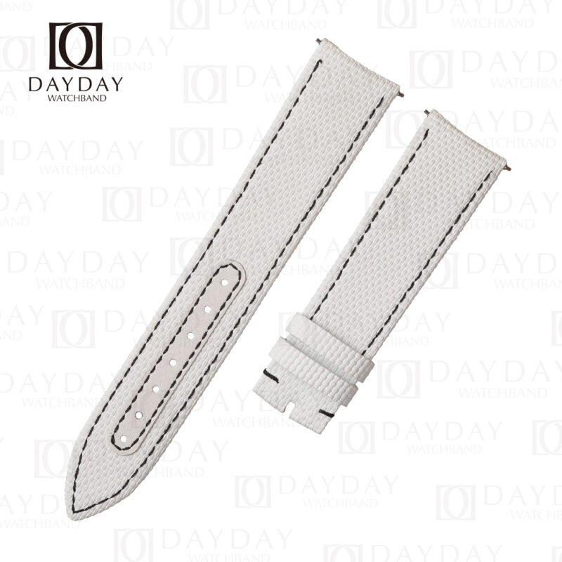 JLC Jaeger Lecoultre Polaris curved end rubber material with canvas texture white watch band replacement
