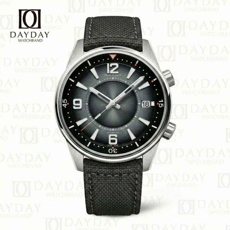 JLC Jaeger Lecoultre Polaris with black rubber material with canvas texture watch strap band (2)
