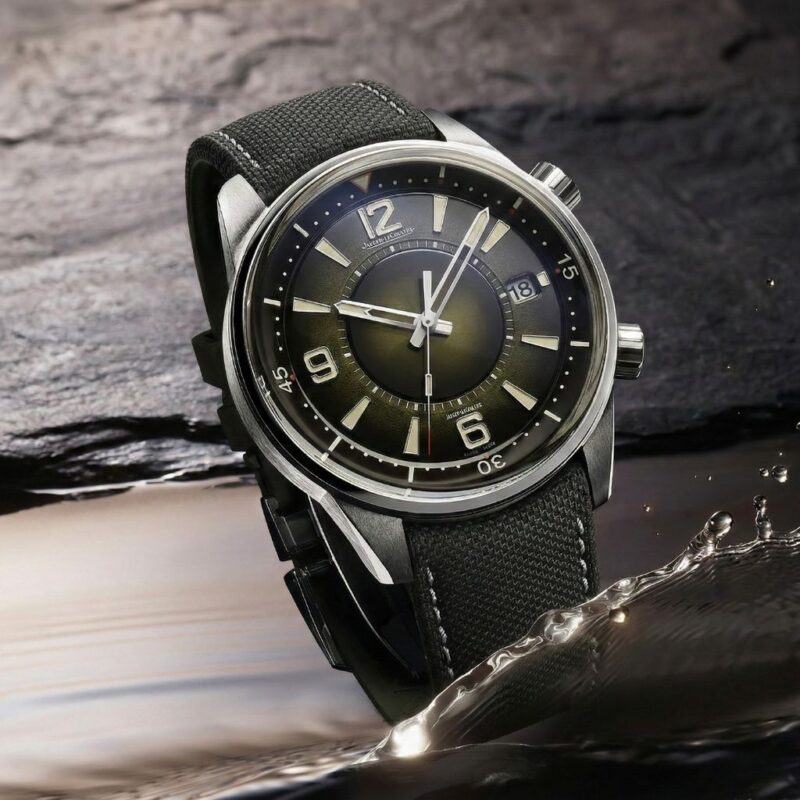 JLC Jaeger Lecoultre Polaris with black rubber material with canvas texture watch strap band